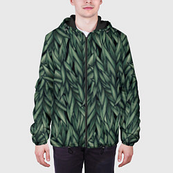 Куртка с капюшоном мужская Листья, цвет: 3D-черный — фото 2