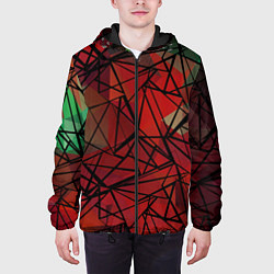 Куртка с капюшоном мужская Абстрактный геометрический, цвет: 3D-черный — фото 2