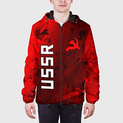 Куртка с капюшоном мужская USSR - Серп и Молот - Краска, цвет: 3D-черный — фото 2