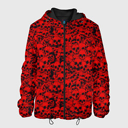 Куртка с капюшоном мужская Красные черепа, цвет: 3D-черный