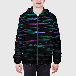 Куртка с капюшоном мужская Неоновые тонкие нити, цвет: 3D-черный — фото 2