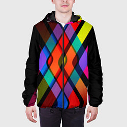 Куртка с капюшоном мужская Симметрия красок, цвет: 3D-черный — фото 2