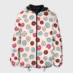 Куртка с капюшоном мужская Пончики донаты паттерн, цвет: 3D-черный