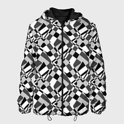 Куртка с капюшоном мужская Черно-белый абстрактный узор, цвет: 3D-черный
