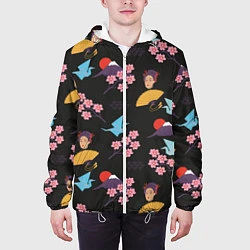 Куртка с капюшоном мужская Япония паттерн, цвет: 3D-белый — фото 2