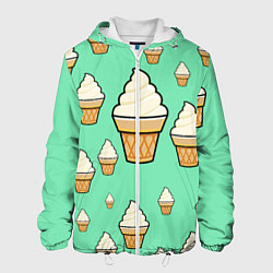 Куртка с капюшоном мужская Мороженое - Ice Cream Party, цвет: 3D-белый