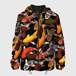 Куртка с капюшоном мужская Карпы кои Японские карпы, цвет: 3D-черный