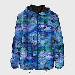 Куртка с капюшоном мужская Абстракция - акварельный узор, цвет: 3D-черный