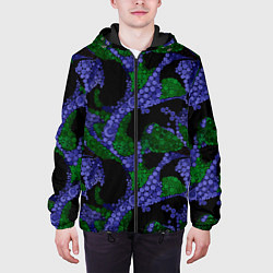 Куртка с капюшоном мужская Абстрактный темный в горох, цвет: 3D-черный — фото 2