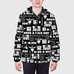 Куртка с капюшоном мужская BON JOVI ЛОГОБОМБИНГ БОН ДЖОВИ ПАТТЕРН ИЗ ЛОГОТИПО, цвет: 3D-черный — фото 2