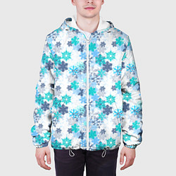 Куртка с капюшоном мужская Зимние Снежные Узоры, цвет: 3D-белый — фото 2