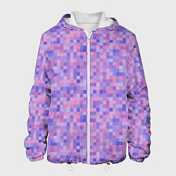 Куртка с капюшоном мужская Сиреневая пиксельная абстракция, цвет: 3D-белый