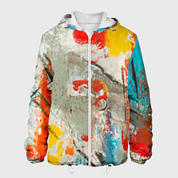 Куртка с капюшоном мужская Буйство красок 3D, цвет: 3D-белый