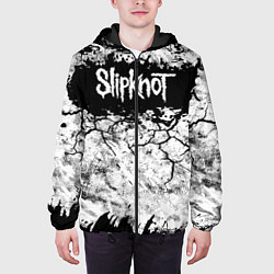 Куртка с капюшоном мужская Надпись Слипкнот Рок Группа ЧБ Slipknot, цвет: 3D-черный — фото 2