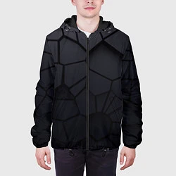 Куртка с капюшоном мужская Карбоновые 3D плиты 3Д плиты геометрия, цвет: 3D-черный — фото 2