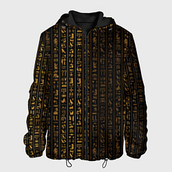 Куртка с капюшоном мужская ЕГИПЕТСКИЕ ИЕРОГЛИФЫ ЗОЛОТОМ, цвет: 3D-черный
