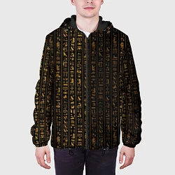Куртка с капюшоном мужская ЕГИПЕТСКИЕ ИЕРОГЛИФЫ ЗОЛОТОМ, цвет: 3D-черный — фото 2
