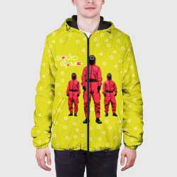 Куртка с капюшоном мужская Игра в кальмара Рабочие, цвет: 3D-черный — фото 2