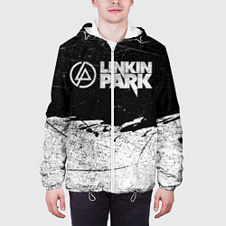 Куртка с капюшоном мужская Линкин Парк Лого Рок ЧБ Linkin Park Rock, цвет: 3D-белый — фото 2