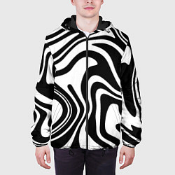 Куртка с капюшоном мужская Черно-белые полосы Black and white stripes, цвет: 3D-черный — фото 2
