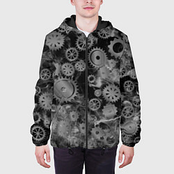 Куртка с капюшоном мужская Механизм и дым, стимпанк, цвет: 3D-черный — фото 2