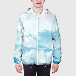 Куртка с капюшоном мужская Плотные облака, цвет: 3D-белый — фото 2