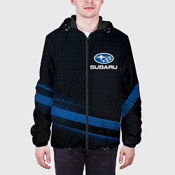 Куртка с капюшоном мужская Subaru, sport style, цвет: 3D-черный — фото 2