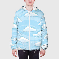 Куртка с капюшоном мужская Зимние облака, цвет: 3D-белый — фото 2