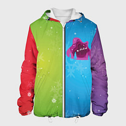 Куртка с капюшоном мужская Цветное рождество Snowflake, цвет: 3D-белый