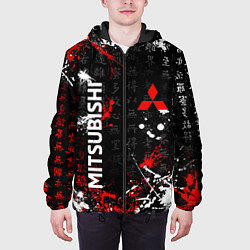Куртка с капюшоном мужская Японские символы Митсубиси, цвет: 3D-черный — фото 2