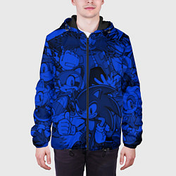 Куртка с капюшоном мужская SONIC BLUE PATTERN СИНИЙ ЁЖ, цвет: 3D-черный — фото 2