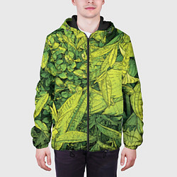 Куртка с капюшоном мужская Растительная жизнь - Хоста, цвет: 3D-черный — фото 2