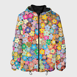 Куртка с капюшоном мужская Цветы цветочки, цвет: 3D-черный