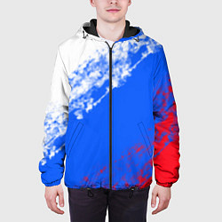 Куртка с капюшоном мужская Флаг РФ триколор, цвет: 3D-черный — фото 2