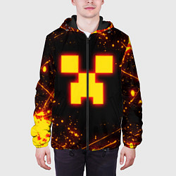 Куртка с капюшоном мужская ОГНЕННЫЙ КРИПЕР, МАЙНКРАФТ, цвет: 3D-черный — фото 2