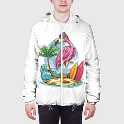 Куртка с капюшоном мужская Фламинго На Острове, цвет: 3D-белый — фото 2