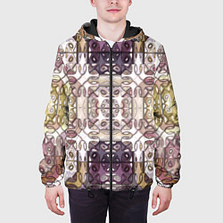 Куртка с капюшоном мужская Коллекция Фрактальная мозаика Фиолетово-желтый, цвет: 3D-черный — фото 2