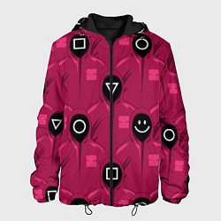 Куртка с капюшоном мужская СОТРУДНИКИ ИГРЫ В КАЛЬМАРА Squid Game, цвет: 3D-черный
