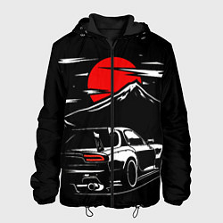 Куртка с капюшоном мужская MAZDA RX 7 Мазда при свете красной луны, цвет: 3D-черный