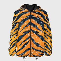 Куртка с капюшоном мужская Новогодняя шкура тигра, цвет: 3D-черный