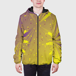 Куртка с капюшоном мужская Новогодний салют фейерверк, цвет: 3D-черный — фото 2