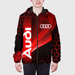 Куртка с капюшоном мужская AUDI АУДИ SPORT СПОРТ RED AND BLACK, цвет: 3D-черный — фото 2