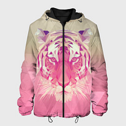 Куртка с капюшоном мужская Тигр лоу поли, цвет: 3D-черный