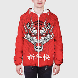 Куртка с капюшоном мужская Красный тигр - дракон, цвет: 3D-белый — фото 2