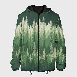 Куртка с капюшоном мужская Елки-палки, хвойный лес, цвет: 3D-черный
