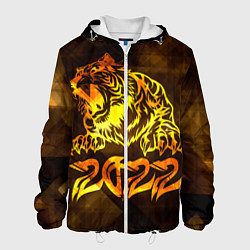 Куртка с капюшоном мужская Хищник Тигр 2022, цвет: 3D-белый