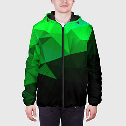 Куртка с капюшоном мужская Изумрудный Зеленый Геометрия, цвет: 3D-черный — фото 2