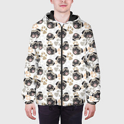Куртка с капюшоном мужская Собака Мопс Pug, цвет: 3D-черный — фото 2