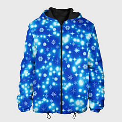 Куртка с капюшоном мужская Сверкающие снежинки, цвет: 3D-черный
