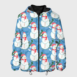 Куртка с капюшоном мужская Много снеговиков, цвет: 3D-черный